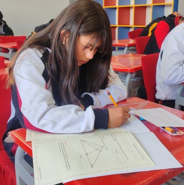 Estudiante resolviendo problemas de geometr&iacute;a